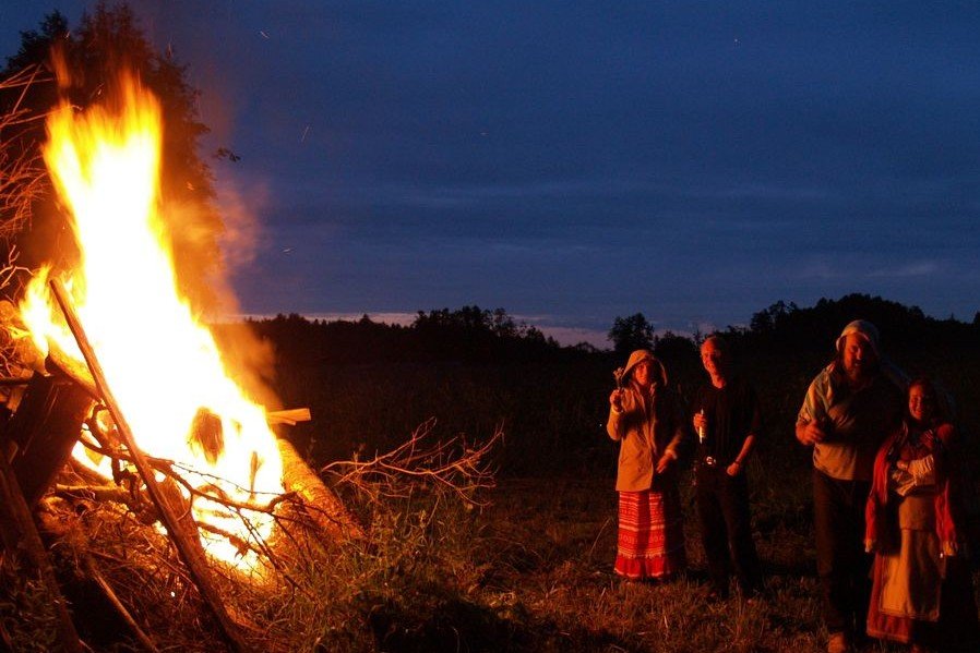 Customs such as the midsummer bonfire bring Estonian communities together and preserve their heritage.