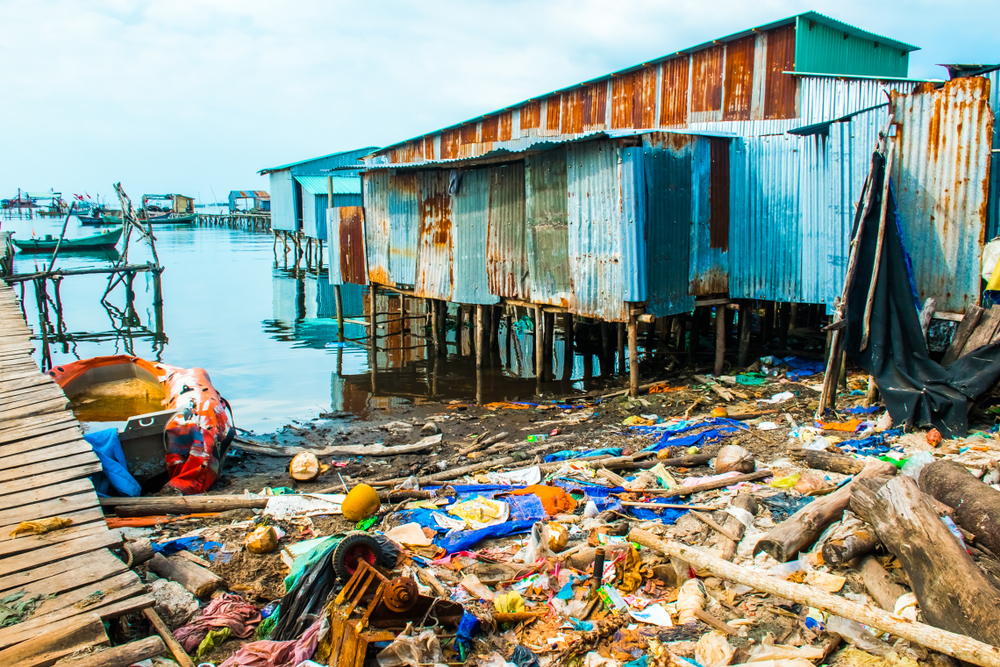 Water pollution is evident in the country's fishing villages.