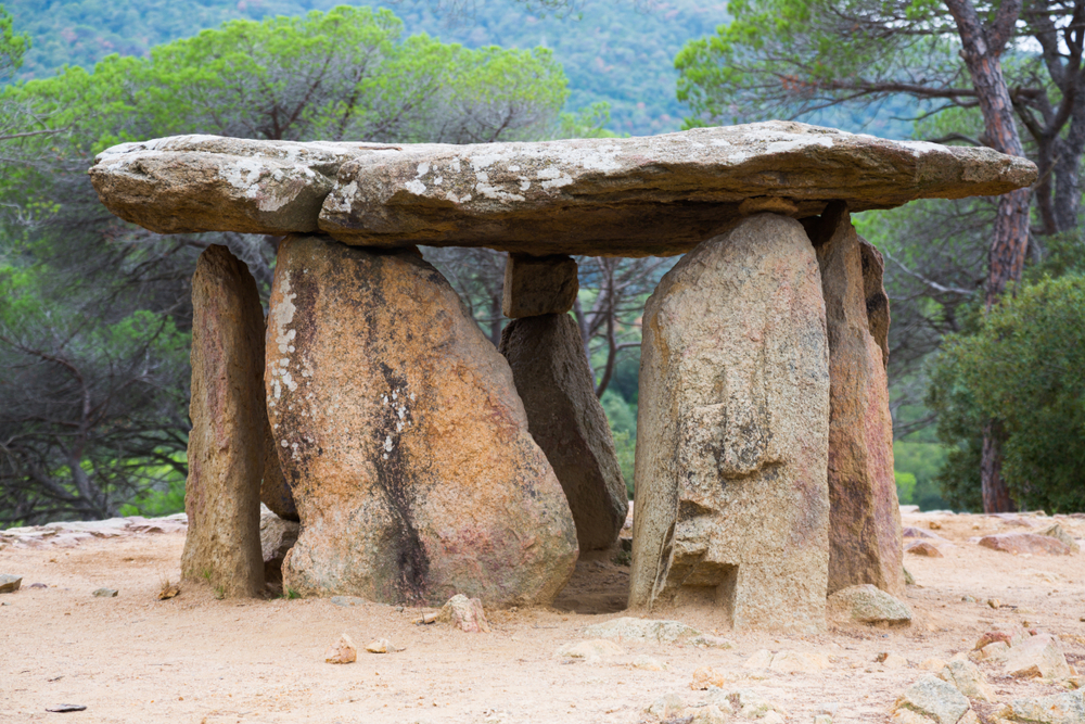 Dolmen are ancient stone structures believed to be used for ceremonies, as tombs, or for astronomical celebrations.