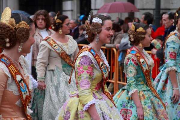 Women in traditional dress at a <i>Fallas</i> celebration for St. Joseph