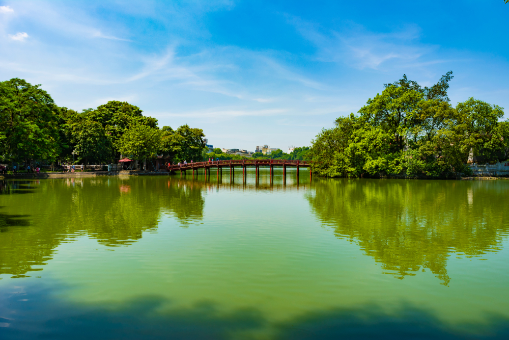 The setting of two significant folk tales in Vietnamese culture, Hoàn Kiếm Lake is also known as Sword Lake.
