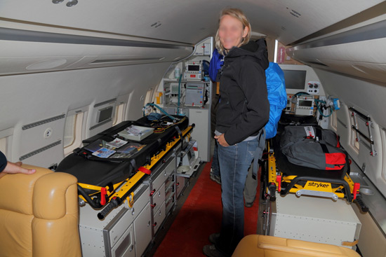 Inside a med-evac jet