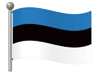 Waving Flag of Estonia on Flagpole