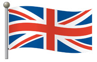 Waving Flag of United Kingdom on Flagpole