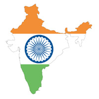 Flag of India in Country Shape #1