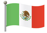 Waving Flag of Mexico on Flagpole