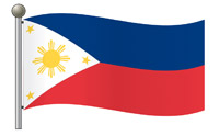 Waving Flag of Philippines on Flagpole