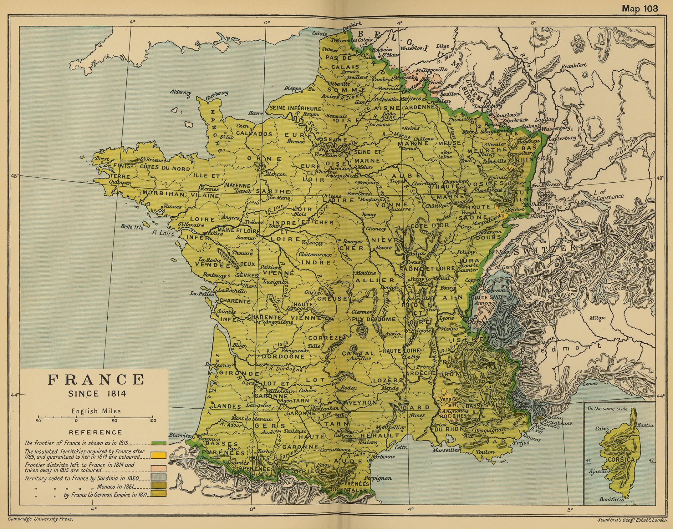 1814 Map of France