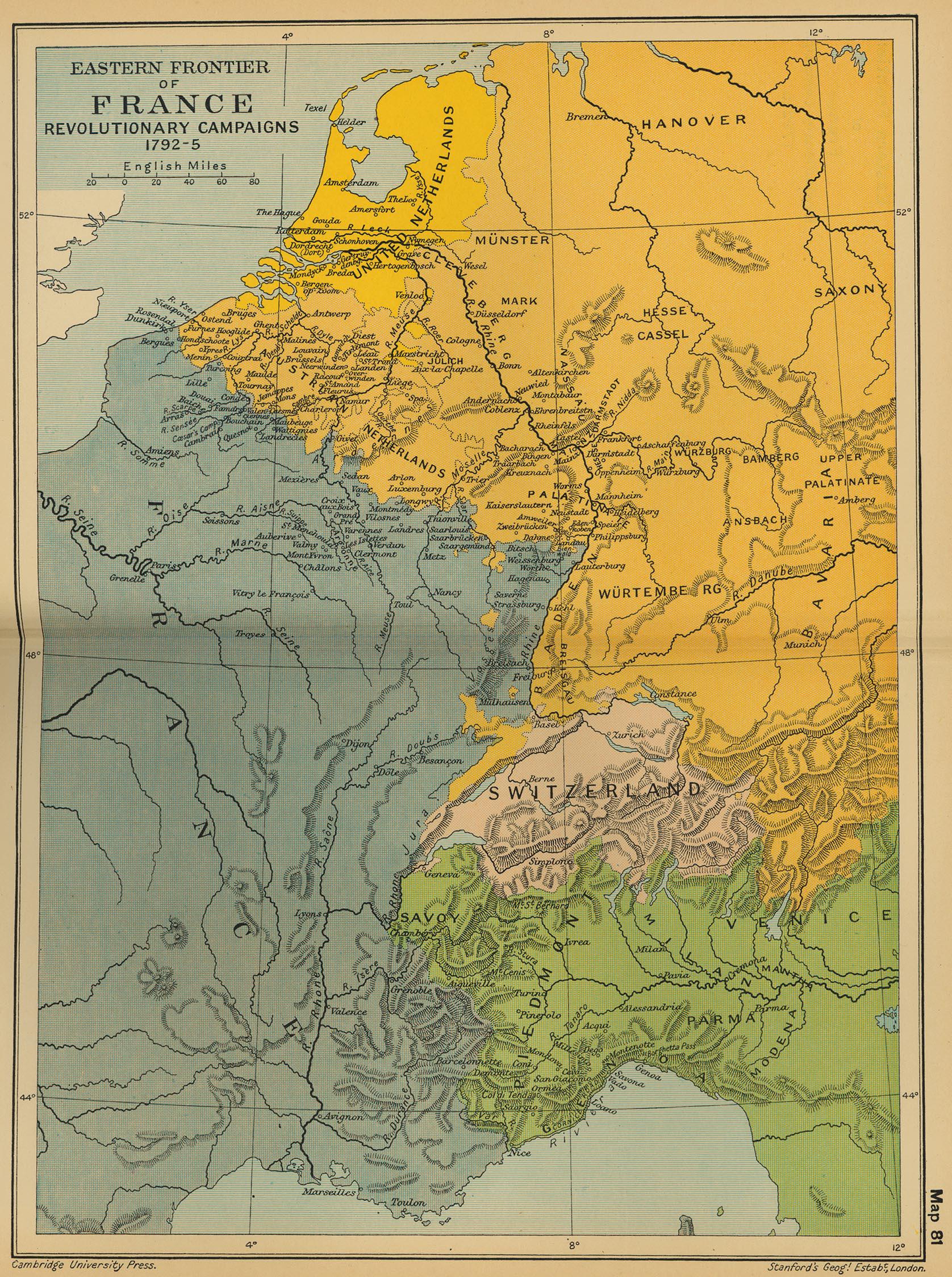 1792 Map of Eastern Frontier of France