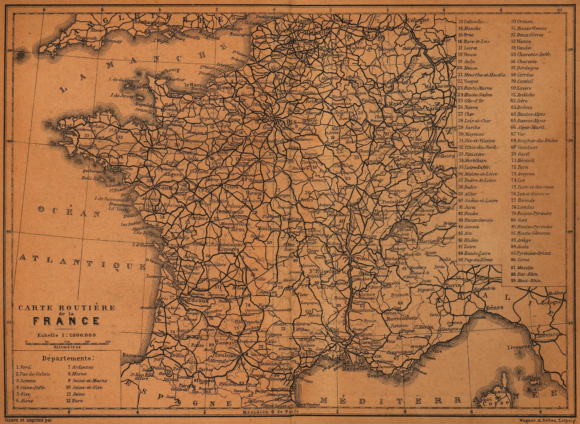 1914 Map of France