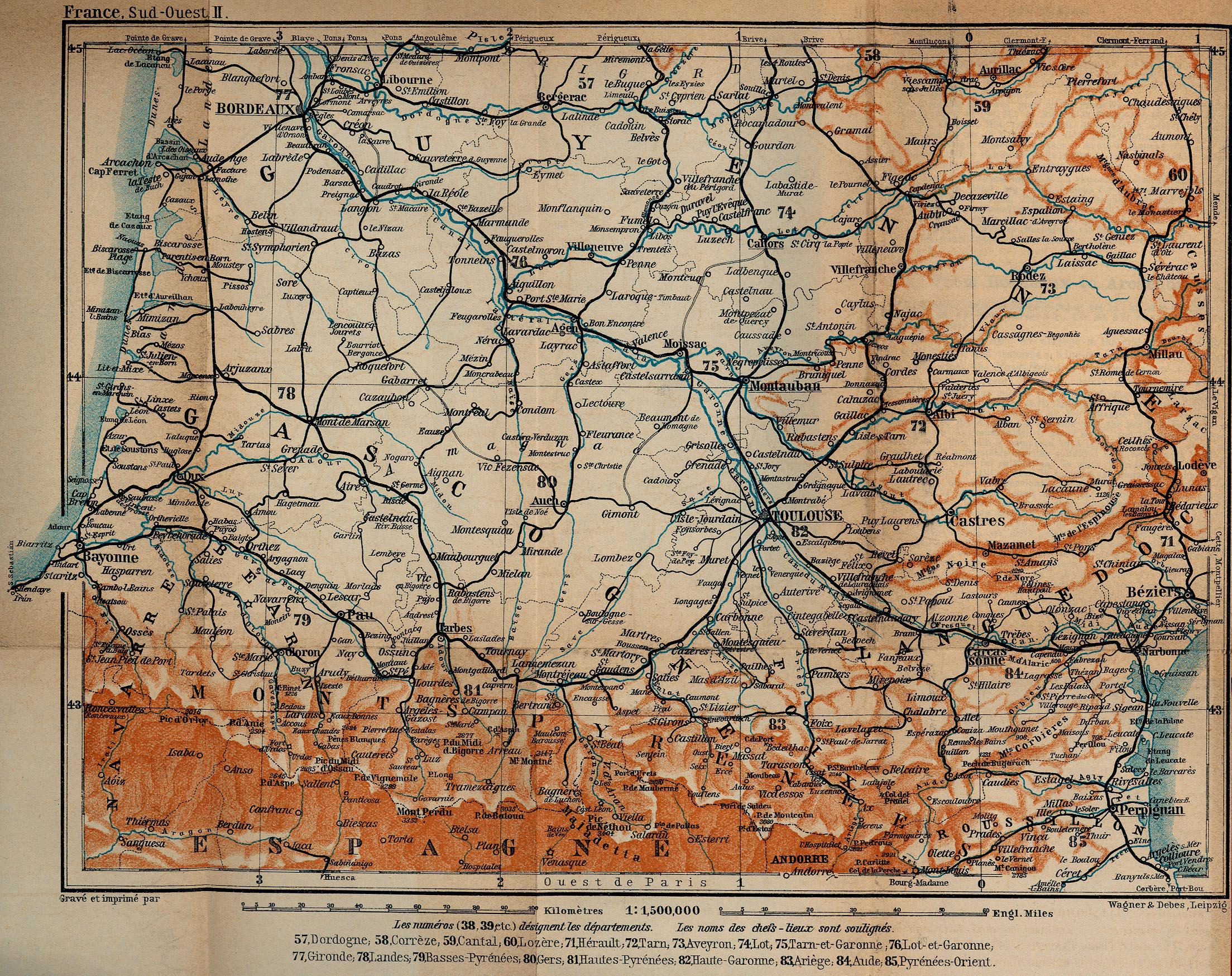 1914 Map of France