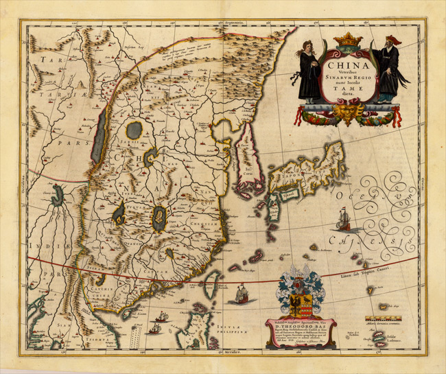 1636 ca Map of China, Japan, Korea