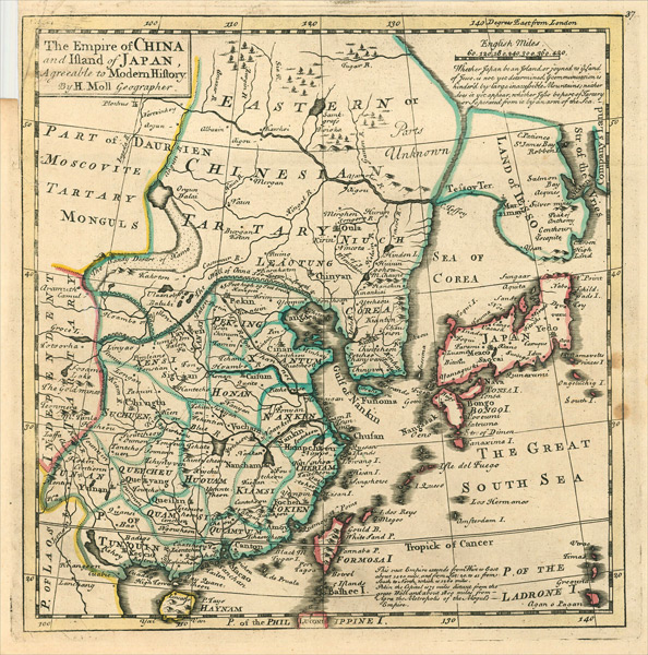 1729 Map of The Empire of China and Island of Japan