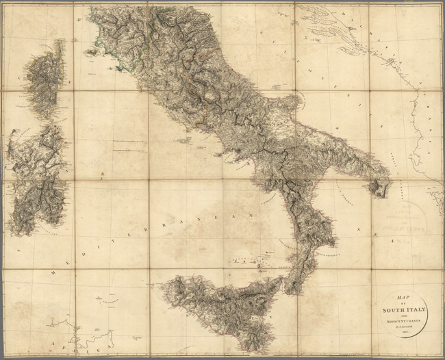 1807 Map of South Italy and Adjacent Coasts