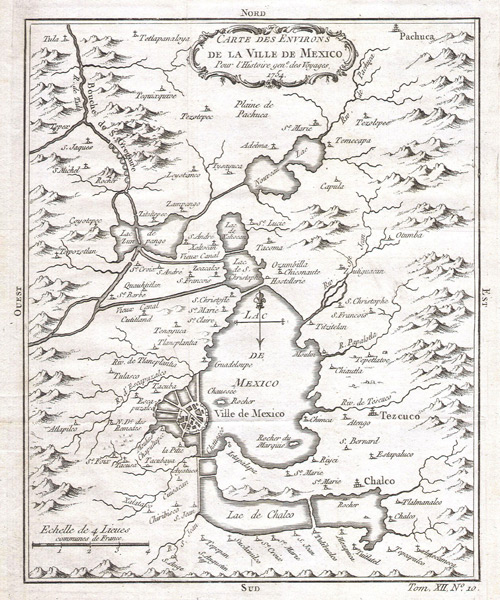 1754 Map of Mexico City Environs