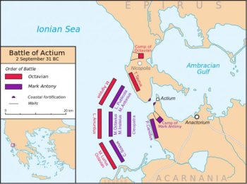 Map of the Battle of Actium in 31 BCE