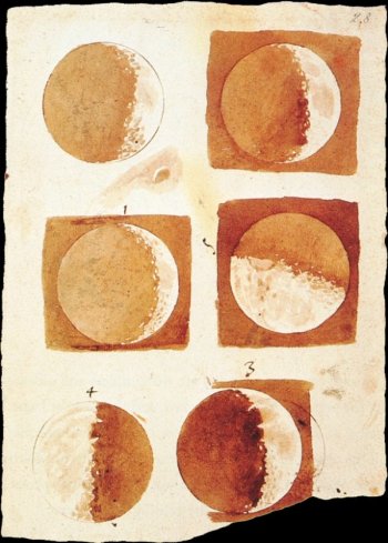 The phases of the moon as drawn by Galileo in 1616