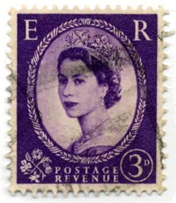 Stamp from 1952, the year Elizabeth II ascends the throne