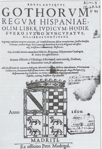 The cover of the Liber Iudiciorum of 1600
