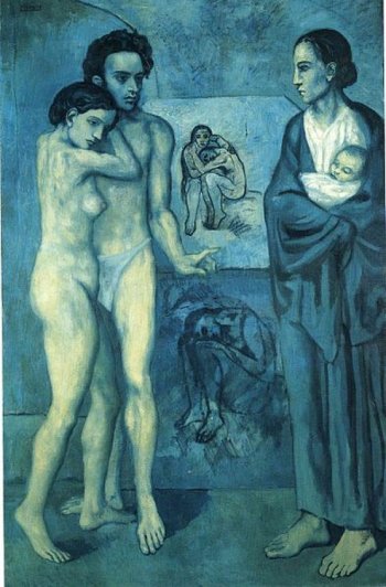 La Vie by Pablo Picasso is part of his Blue Period: works painted mainly in shades of blue and green