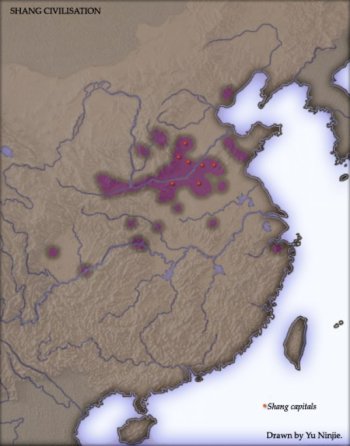 Map illustrating the territory of the Shang Dynasty