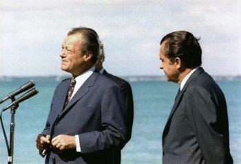 Former West German chancellor Willy Brandt, left, the driving force behind Ostpolitik, with former US president Richard Nixon in 1971.