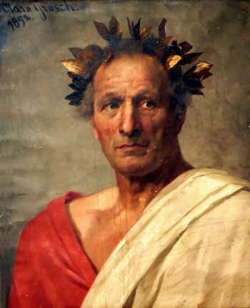 Painting of Julius Caesar, whose short-lived dictatorship ends with his assassination in 44 BCE