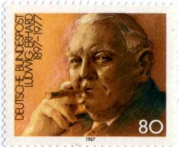 German stamp depicting Ludwig Erhard, the 
