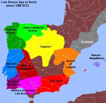 Map of Iberia in the Late Bronze Age