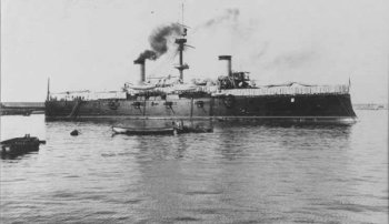 The Spanish cruiser Cristóbal Colón in the Battle of Santiago, Cuba