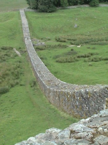 A portion of Hadrian's Wall, which is built in 117 at the northern border of Britannia 