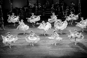 Ballet Folklórico de México dancers performing a traditional folk dance.