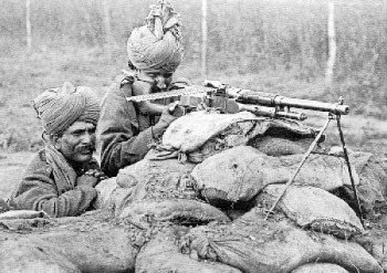 Indian soldiers in action in Flanders during World War I.