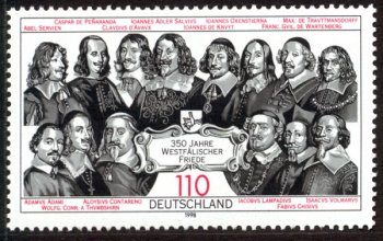 German stamp commemorating the 350th anniversary of the Peace of Westfalia in 1648.