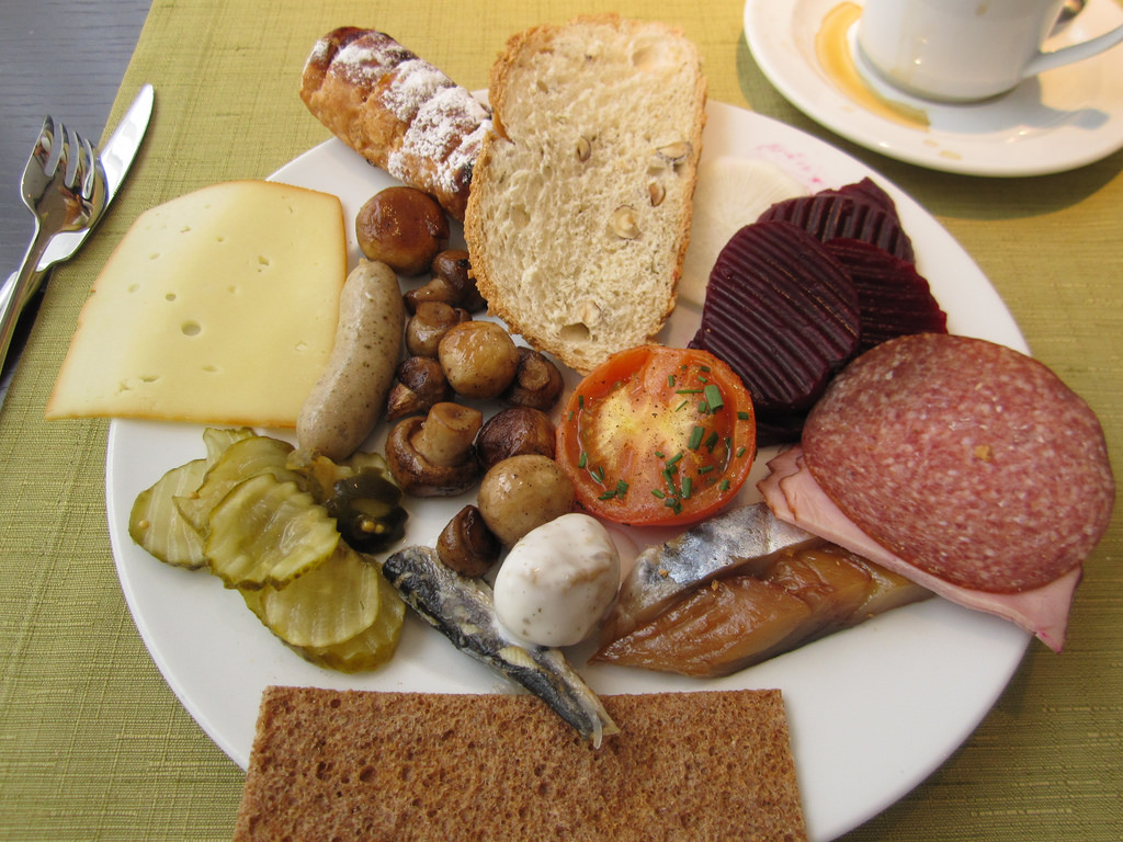 Breakfast in Estonia is usually composed of bread, cold meat, and cheese.