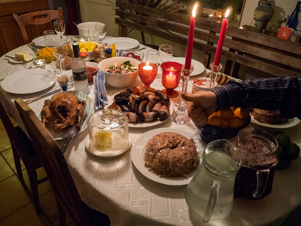 Christmas is celebrated with traditional foods.