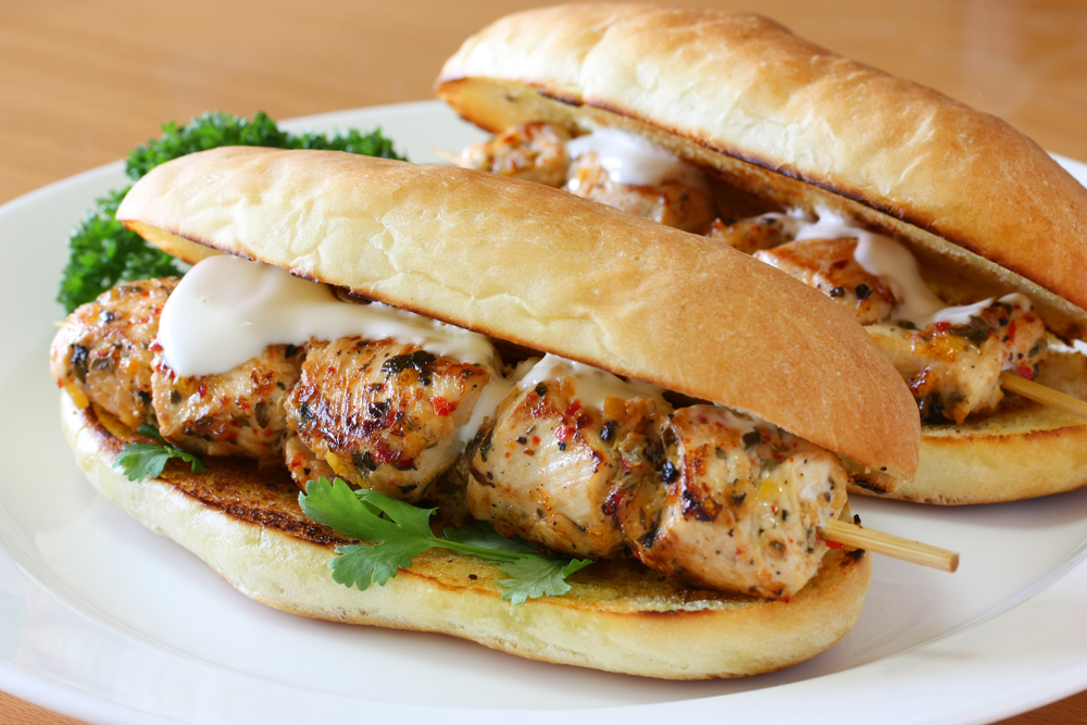 Chicken Spiedies Topped with Cheese