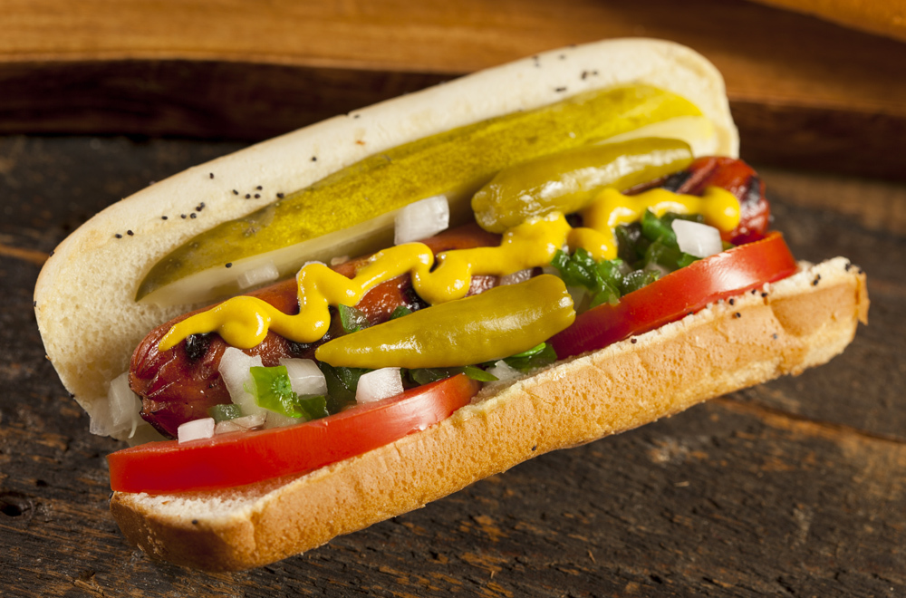 <em>Chicago-style hot dog</em>