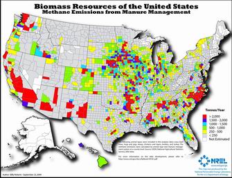Map of Methane emissions from manure management