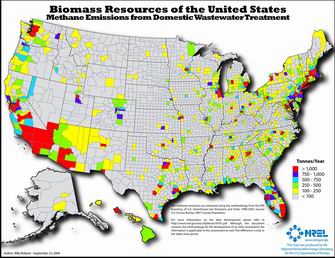 Map of Methane emissions from domestic wastewater treatment