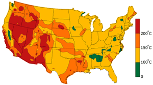 Geothermal resource map of the United States