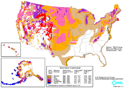 United States wind resource map