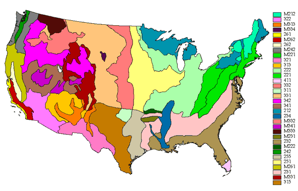 Contiguous United States Ecoregions Provinces