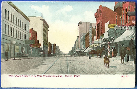 West Park Street with New Symons Building, Butte, Mont.